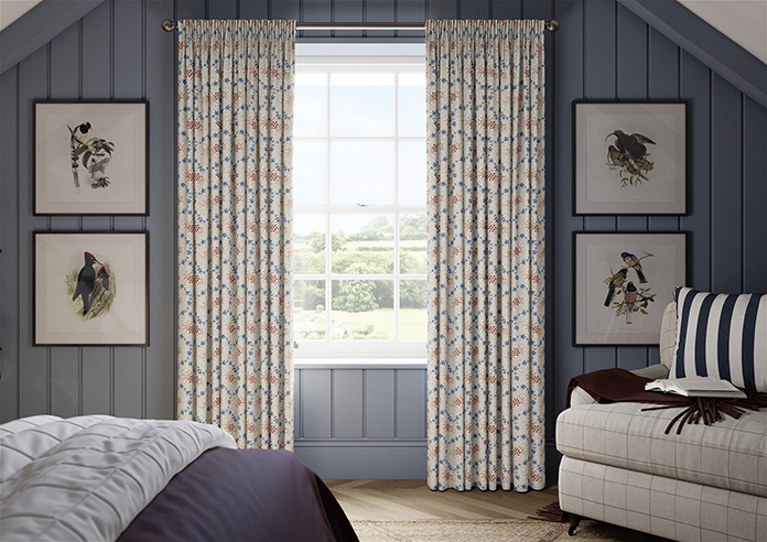 Land & Shore Lorie, Blue Red - Made to Measure Curtains - Image 3